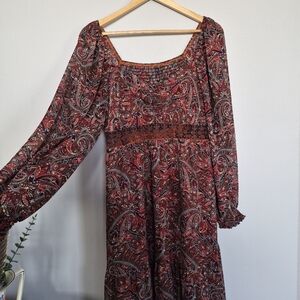 XL Paisley Long Sleeve Dress